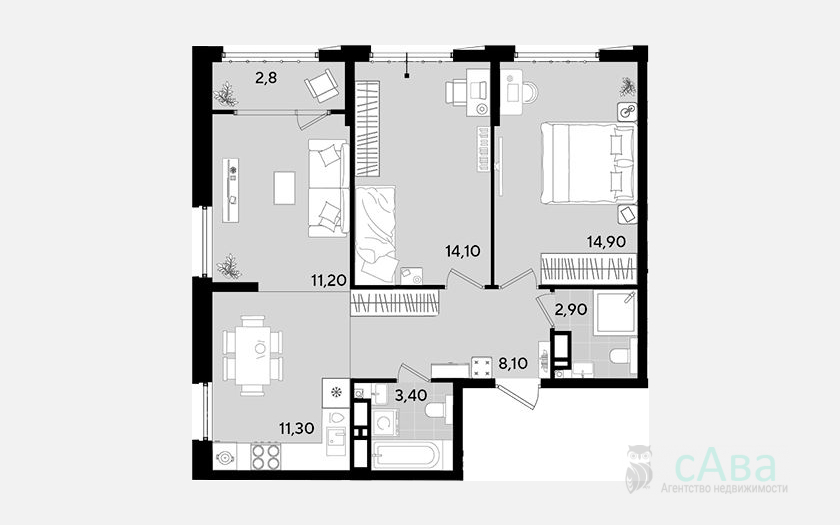 <span>Продается 1-комн. квартира,</span><span>36 м², 18/18 этаж </span> фото 4