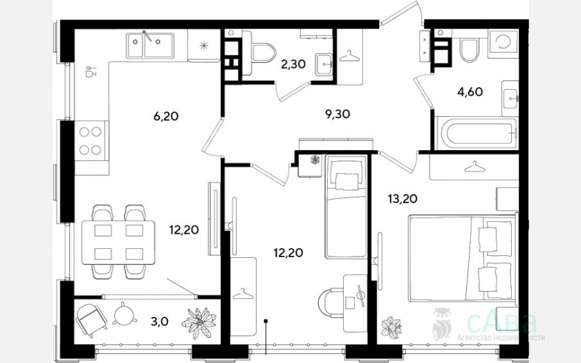 <span>Продается 2-комн. квартира,</span><span>60 м², 3/9 этаж </span> фото 0