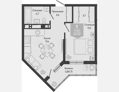 2-комн. квартира, 40.80 м², 10/24 этаж фото 0