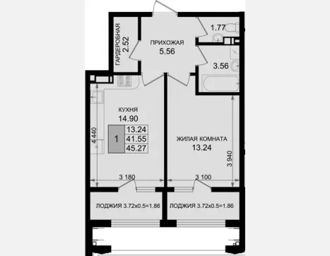 студия, 32.54 м², 4/8 этаж фото 4