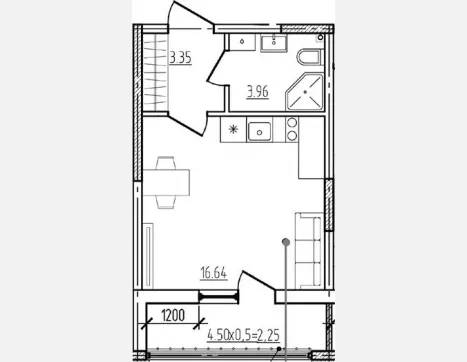 студия, 23.95 м², 2/9 этаж фото 0