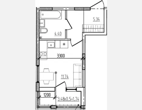 студия, 21.48 м², 1/9 этаж фото 0
