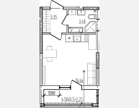 студия, 23.47 м², 7/9 этаж фото 0
