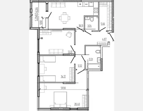 4-комн. квартира, 90.45 м², 2/18 этаж фото 0
