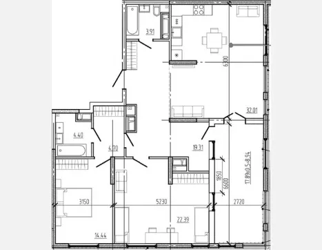 3-комн. квартира, 101.16 м², 18/18 этаж фото 0