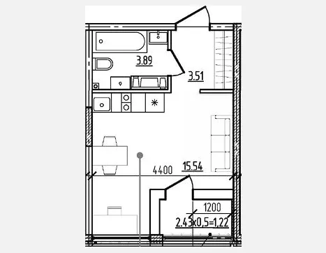 студия, 22.94 м², 7/9 этаж фото 0