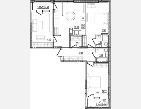 3-комн. квартира, 88.44 м², 5/9 этаж фото 0