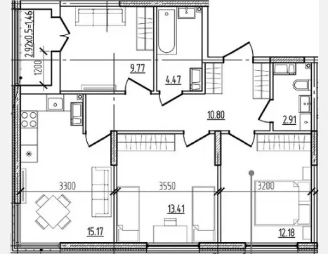 3-комн. квартира, 68.71 м², 9/9 этаж фото 0
