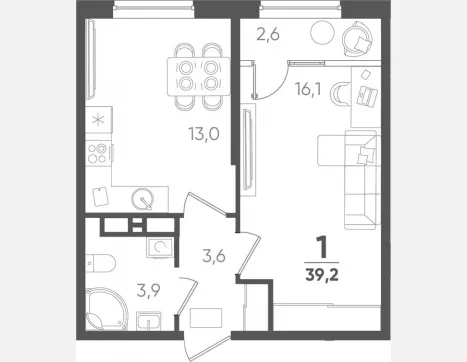 1-комн. квартира, 36.60 м², 3/18 этаж фото 0