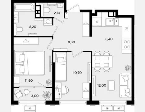 3-комн. квартира, 59.30 м², 8/9 этаж фото 0