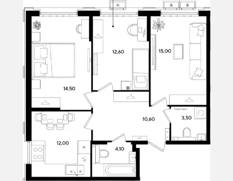 3-комн. квартира, 72.30 м², 2/9 этаж фото 0