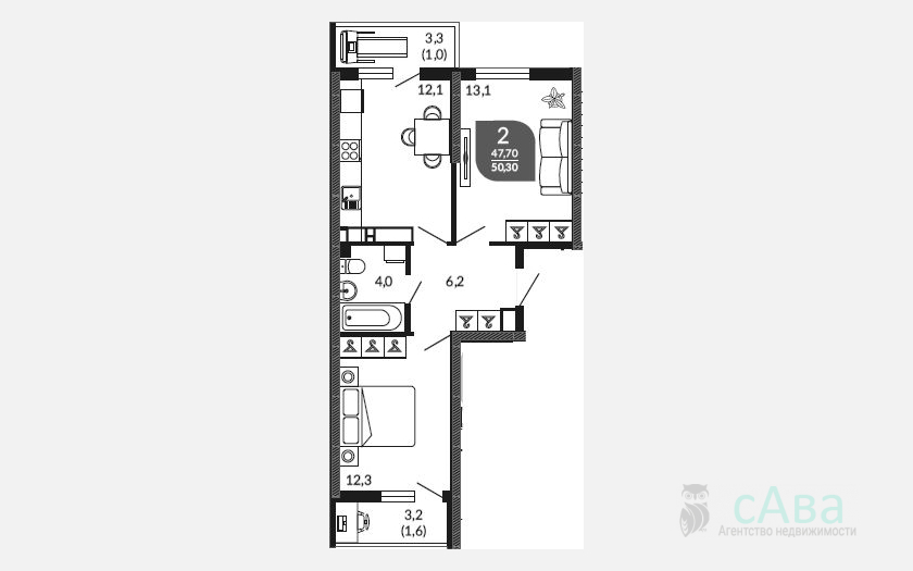 <span>Продается 2-комн. квартира,</span><span>47.70 м², 23/23 этаж </span> фото 0