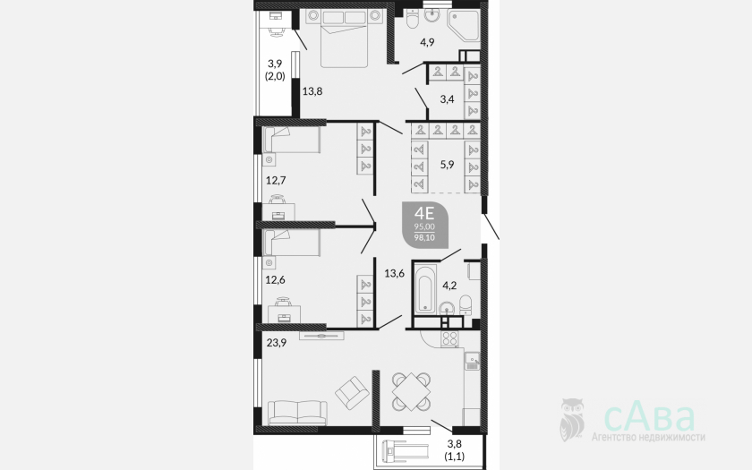 <span>Продается 4-комн. квартира,</span><span>95 м², 2/23 этаж </span> фото 0