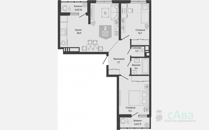 <span>Продается 3-комн. квартира,</span><span>64.40 м², 9/24 этаж </span> фото 0