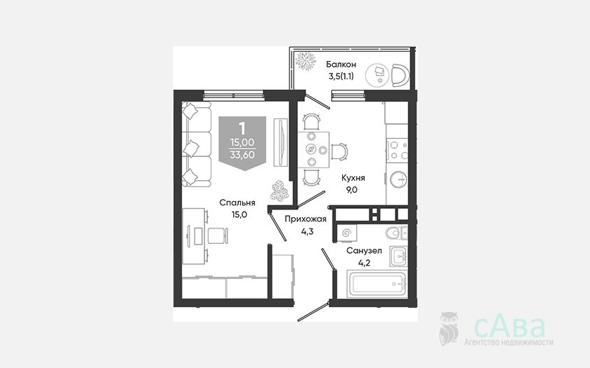 <span>Продается 1-комн. квартира,</span><span>32.50 м², 20/24 этаж </span> фото 0