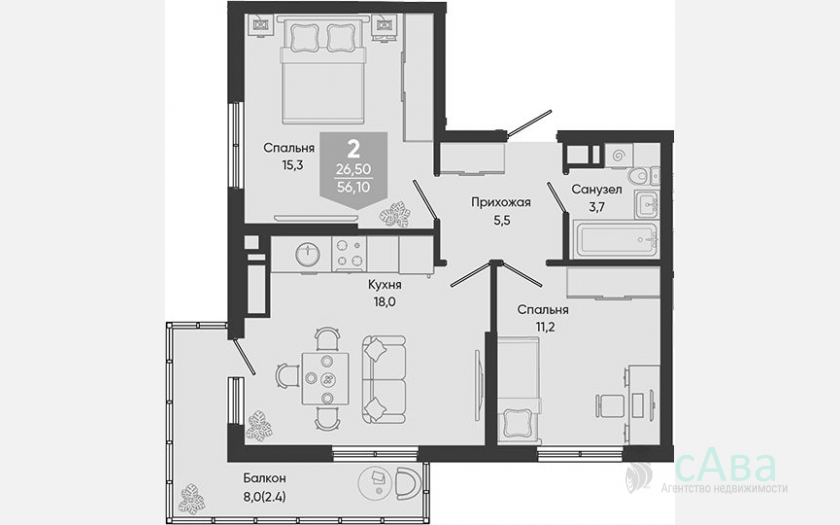 <span>Продается 3-комн. квартира,</span><span>53.70 м², 24/24 этаж </span> фото 0