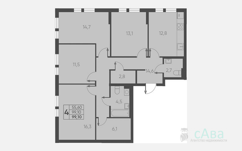 <span>Продается 4-комн. квартира,</span><span>99.10 м², 15/15 этаж </span> фото 0