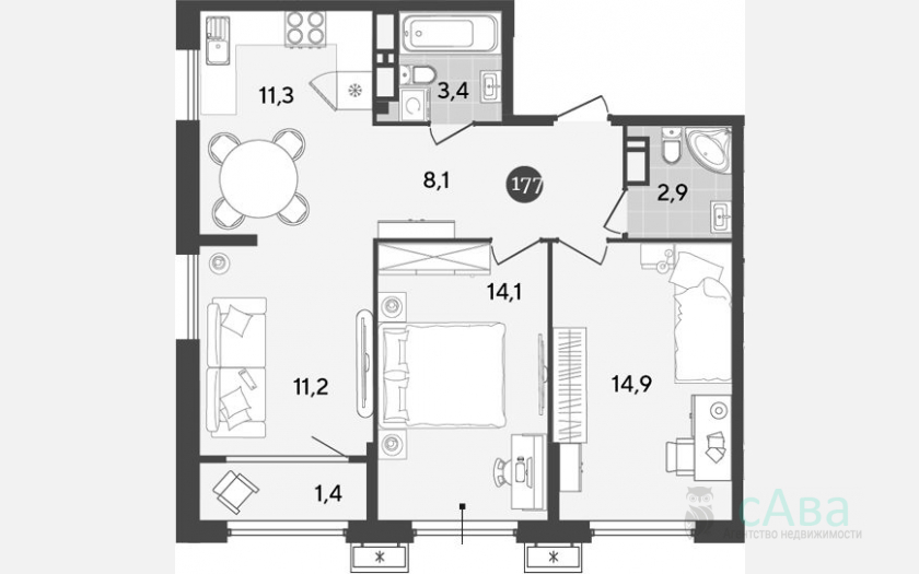 <span>Продается 3-комн. квартира,</span><span>65.90 м², 17/18 этаж </span> фото 0