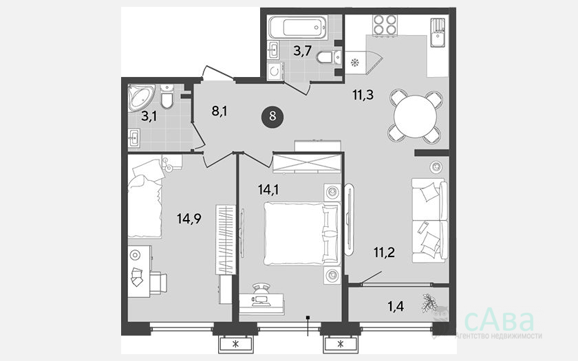 <span>Продается 3-комн. квартира,</span><span>66.40 м², 2/18 этаж </span> фото 0