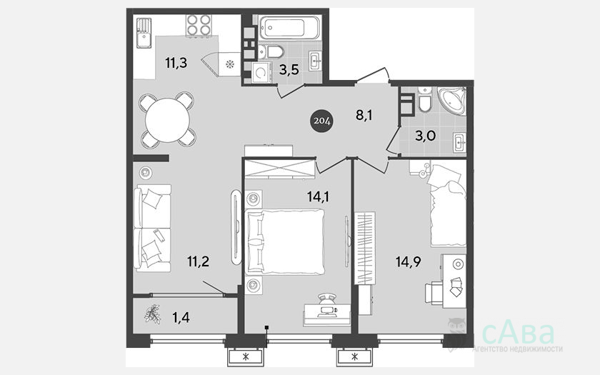 <span>Продается 3-комн. квартира,</span><span>66.10 м², 8/18 этаж </span> фото 0