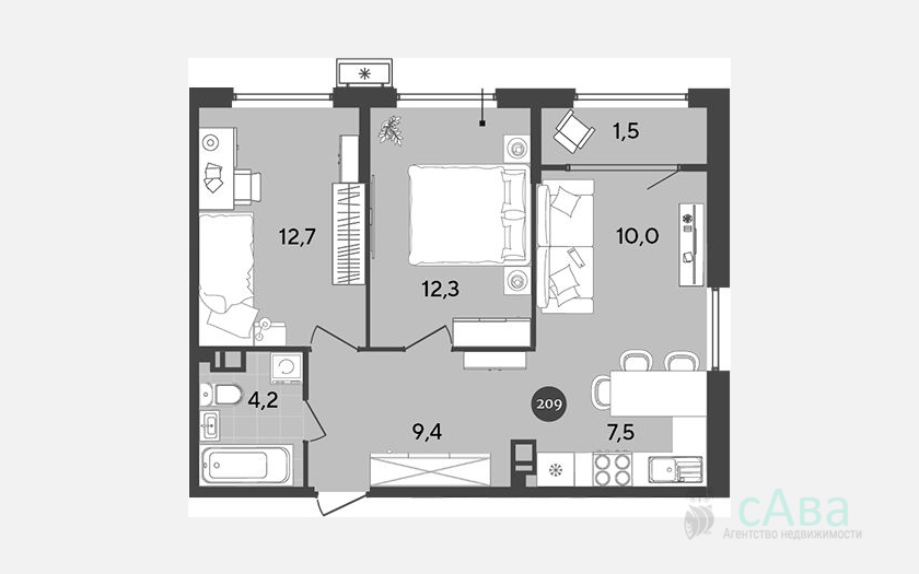 <span>Продается 3-комн. квартира,</span><span>56.10 м², 8/18 этаж </span> фото 0