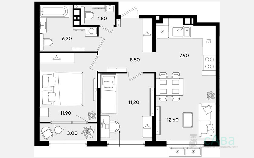 <span>Продается 3-комн. квартира,</span><span>60.20 м², 8/9 этаж </span> фото 0