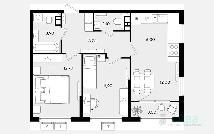 <span>Продается 3-комн. квартира,</span><span>57.30 м², 6/9 этаж </span> фото 0