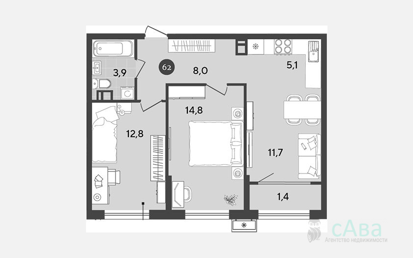 <span>Продается 3-комн. квартира,</span><span>56.30 м², 9/18 этаж </span> фото 0