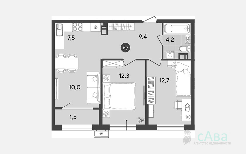 <span>Продается 3-комн. квартира,</span><span>56.10 м², 9/18 этаж </span> фото 0