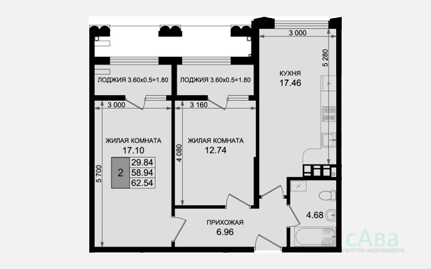 <span>Продается 2-комн. квартира,</span><span>58.94 м², 8/8 этаж </span> фото 0