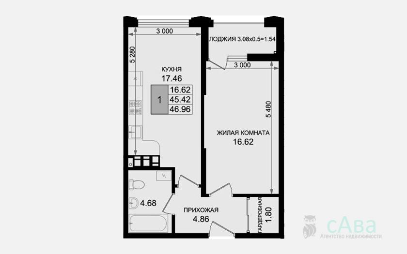 <span>Продается 1-комн. квартира,</span><span>41.55 м², 2/8 этаж </span> фото 4