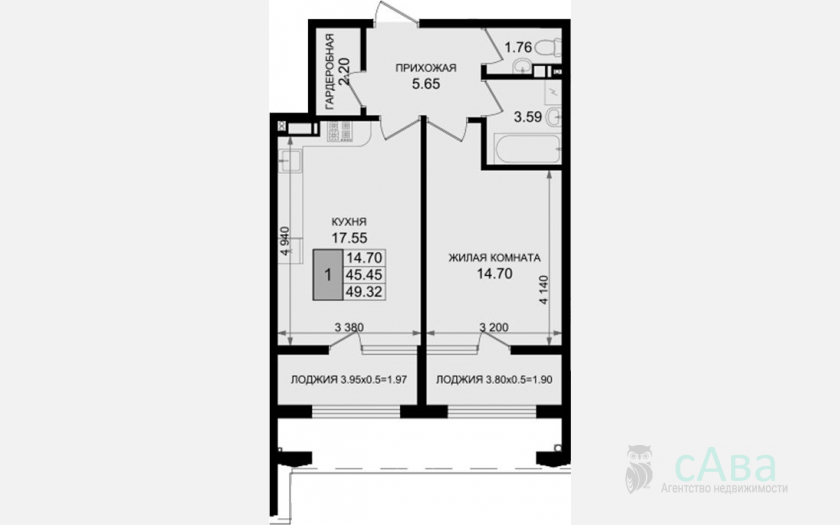 <span>Продается 1-комн. квартира,</span><span>45.45 м², 4/8 этаж </span> фото 0