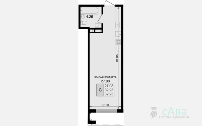 <span>Продается 1-комн. квартира,</span><span>56.95 м², 2/8 этаж </span> фото 10
