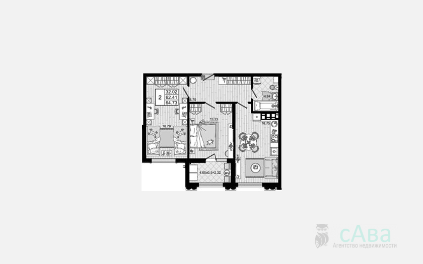 <span>Продается 2-комн. квартира,</span><span>62.41 м², 4/8 этаж </span> фото 0
