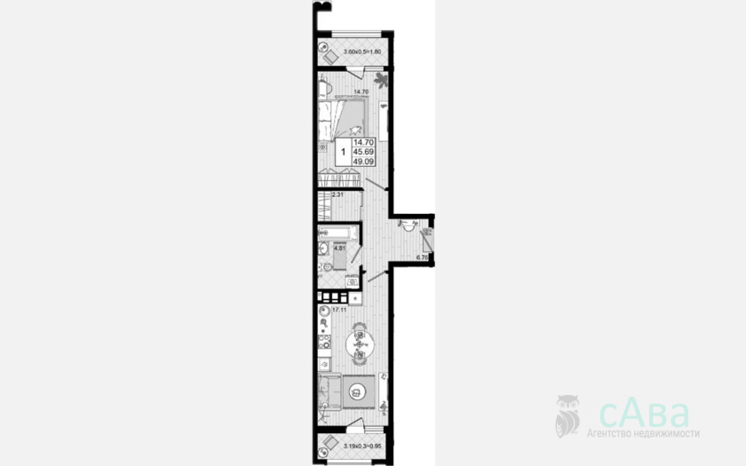<span>Продается 1-комн. квартира,</span><span>45.69 м², 2/8 этаж </span> фото 0