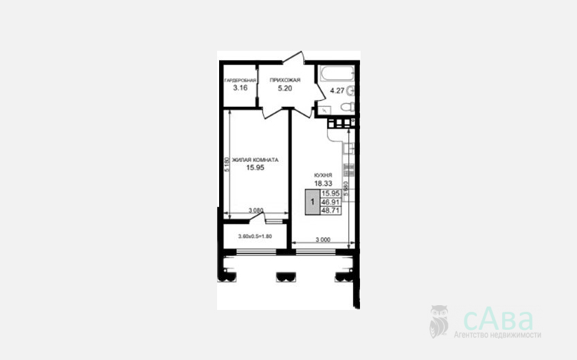 <span>Продается 1-комн. квартира,</span><span>46.91 м², 3/8 этаж </span> фото 0