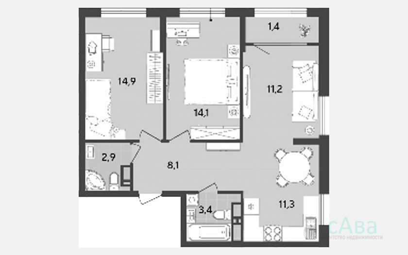 <span>Продается 3-комн. квартира,</span><span>65.90 м², 17/18 этаж </span> фото 0