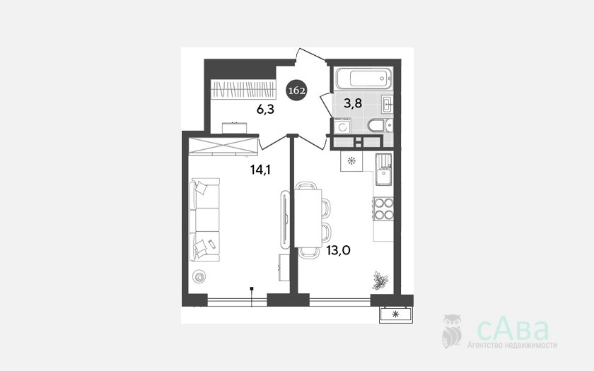 <span>Продается 1-комн. квартира,</span><span>37.20 м², 13/18 этаж </span> фото 0