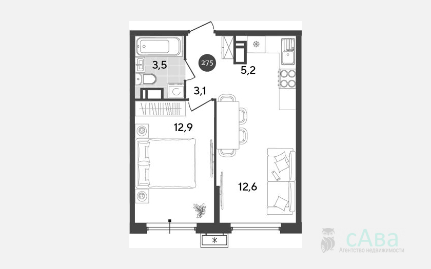 <span>Продается 2-комн. квартира,</span><span>37.30 м², 12/18 этаж </span> фото 0