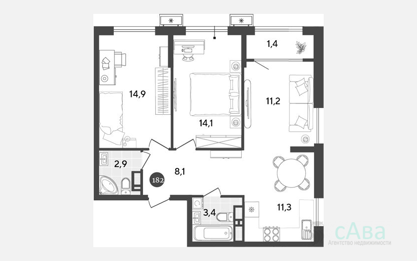 <span>Продается 3-комн. квартира,</span><span>65.90 м², 11/18 этаж </span> фото 0