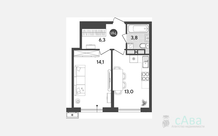 <span>Продается 1-комн. квартира,</span><span>37.20 м², 15/18 этаж </span> фото 0