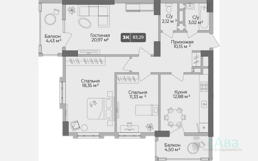 <span>Продается 3-комн. квартира,</span><span>80.61 м², 14/17 этаж </span> фото 0