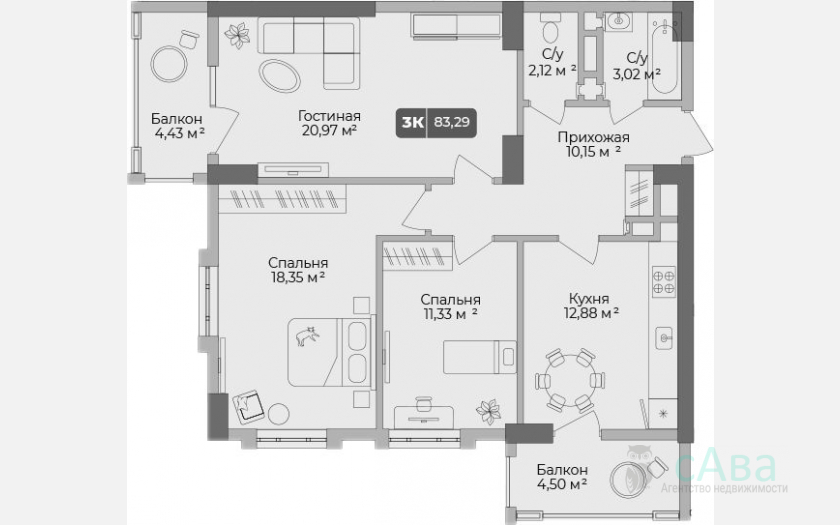 <span>Продается 3-комн. квартира,</span><span>80.61 м², 11/17 этаж </span> фото 0