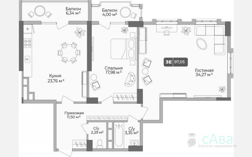 <span>Продается 2-комн. квартира,</span><span>93.95 м², 10/17 этаж </span> фото 0