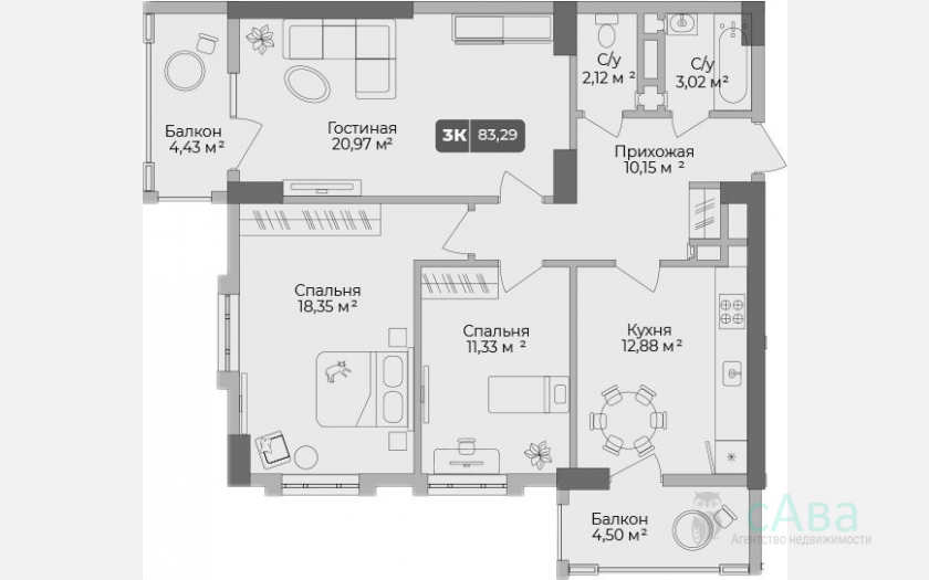 <span>Продается 3-комн. квартира,</span><span>80.61 м², 14/17 этаж </span> фото 0