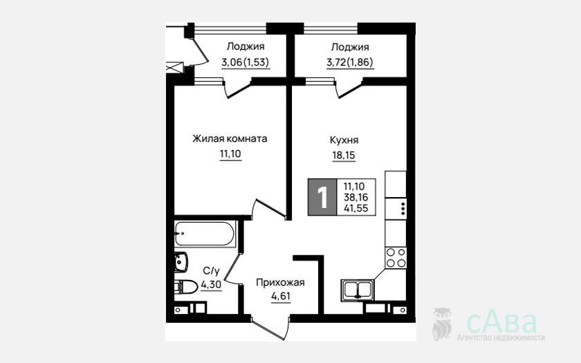 <span>Продается 1-комн. квартира,</span><span>38.16 м², 6/9 этаж </span> фото 0