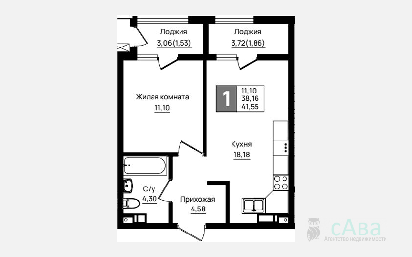 <span>Продается 1-комн. квартира,</span><span>38.16 м², 2/9 этаж </span> фото 0