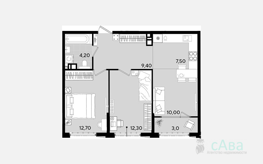 <span>Продается 3-комн. квартира,</span><span>56.10 м², 6/18 этаж </span> фото 0