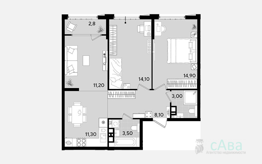 <span>Продается 3-комн. квартира,</span><span>64.70 м², 9/18 этаж </span> фото 0