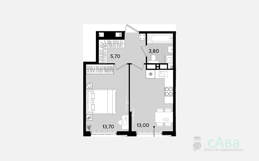 <span>Продается 1-комн. квартира,</span><span>37.20 м², 17/18 этаж </span> фото 2